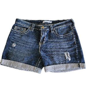 Vigoss Studio Medium Wash Denim Distressed Cuffed Shorts